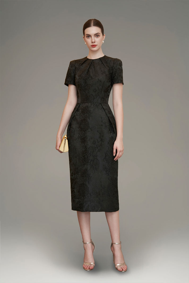 Transparent Rose Jacquard Dress