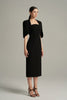 Column Midi Dress With Elbow-length Cape Sleeves