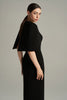 Column Midi Dress With Elbow-length Cape Sleeves
