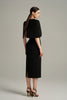 Column Midi Dress With Elbow-length Cape Sleeves