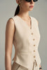 Donna Hourglass V-Neck Ivory Twill Waistcoat
