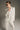 Long Sleeves White Metalic Stripeed Silk Blazer