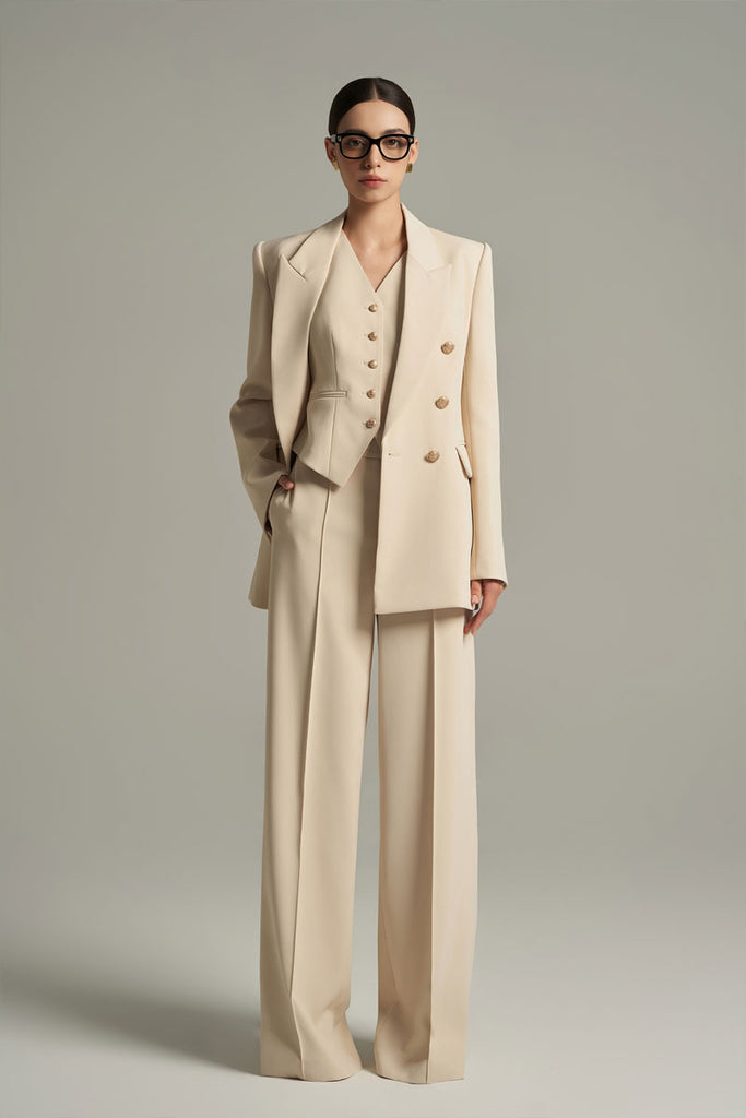 Straight Ivory Twill Trousers
