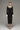 Long-Sleeved Black Crepe With Beige Wing Cuff Midi Dress