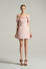 Mini Corset Dress Ruffled Sleeves With Radiant Crystal Embellishment