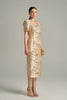 Trapeze Neck Floral Metallic Jacquard Bodycon Dress